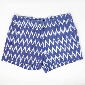 J. Crew Blue & White Zig Zag Ikat Pattern Shorts